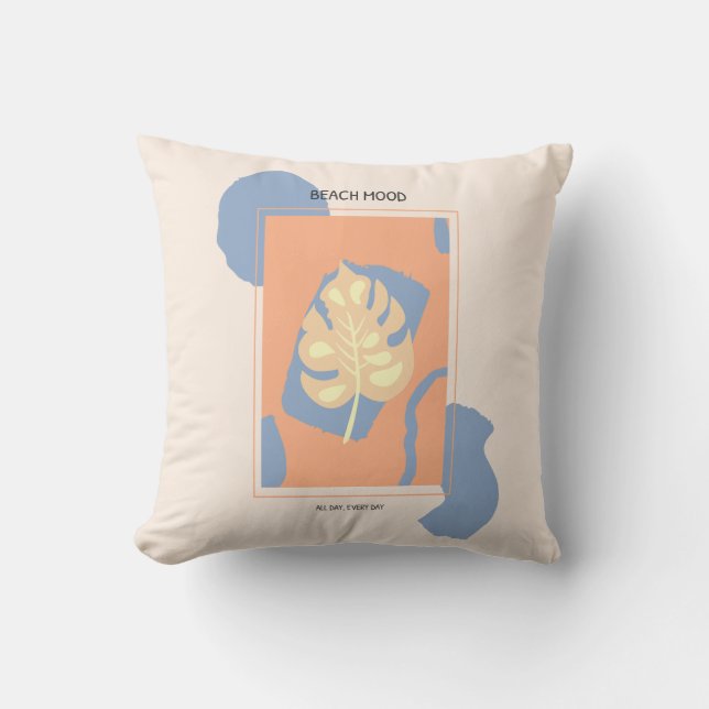 Coussin Plage Humeur Abstrait Feuille tropicale (Recto)
