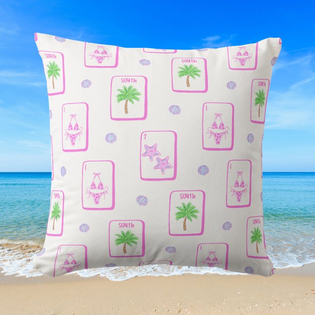 Coussin Plage Mahjong Bikini Étoile de Mer Palmier Côté Me (Créateur téléchargé)