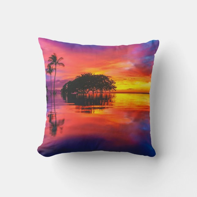 Coussin Plage majestueuse du coucher du soleil | Wailea, (Recto)