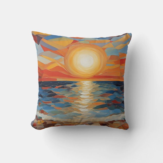 Coussin Plage Méditerranée Sunrise Art Moderne (Recto)