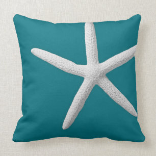 Coussin Plage moderne de l'étoile blanche Turquoise Tropi