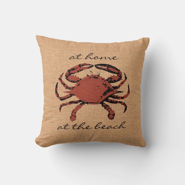 Coussin Plage nautique de toile de jute d'illustration (Recto)