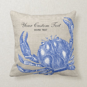 Coussin Plage nautique vintage fraîche de coutume de crab