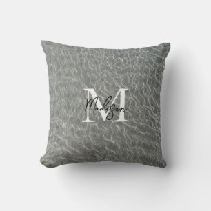 Coussin Plage Océan Eau Ripples & Sable Monogramme