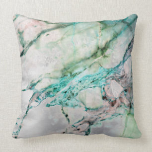 Coussin Plage Ocean Water Gris Mint Silver Gold Marble