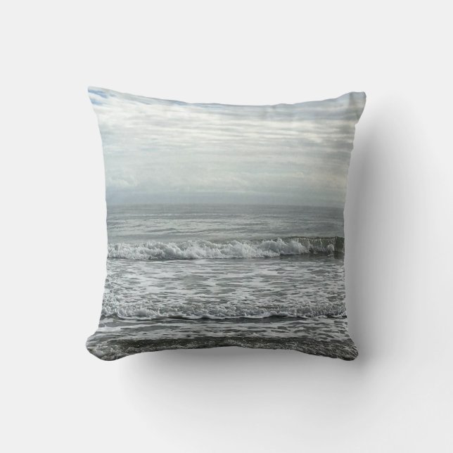 Coussin Plage Ocean Water Sky Blue White Grey Cute Coastèr (Recto)