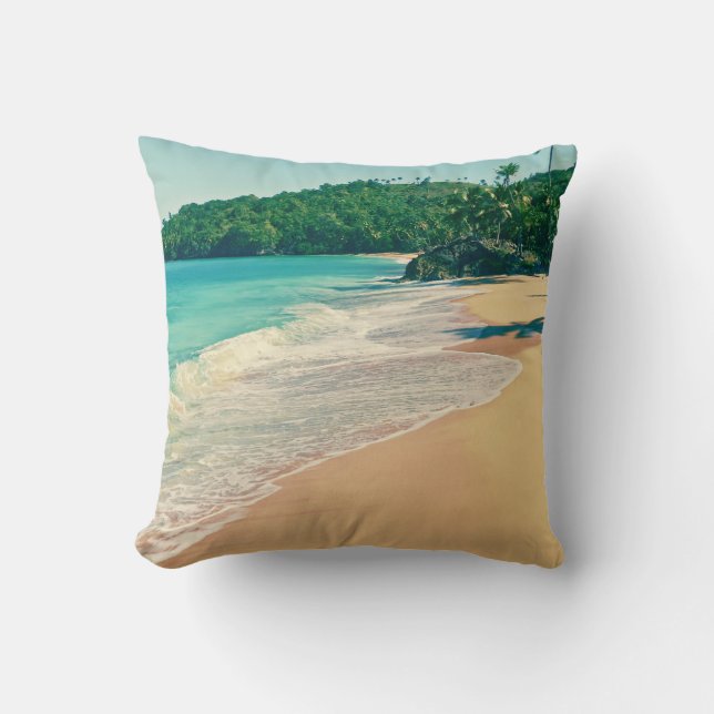 Coussin Plage paisible de l'île tropicale (Recto)