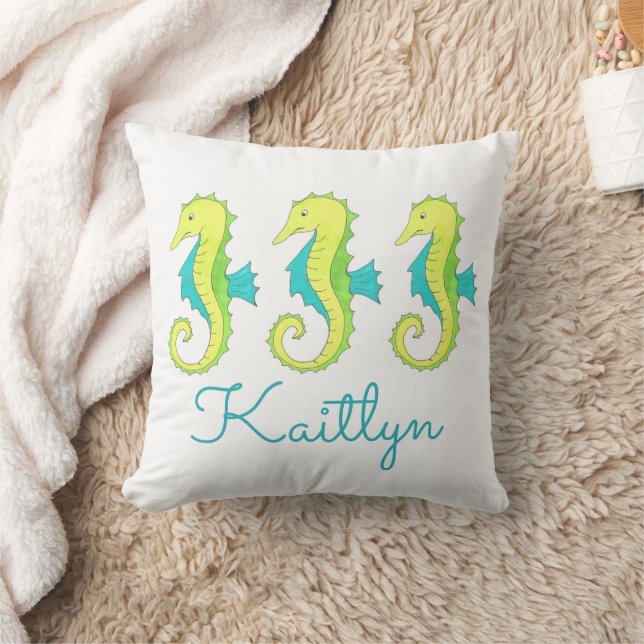 Coussin Plage Personalisé Seahorse Sea Horse Nautique (Couverture)