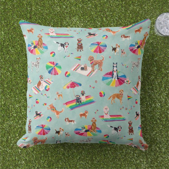 COUSSIN PLAGE POUR CHIENS FIERTE ARC-EN-CIEL (Herbe)