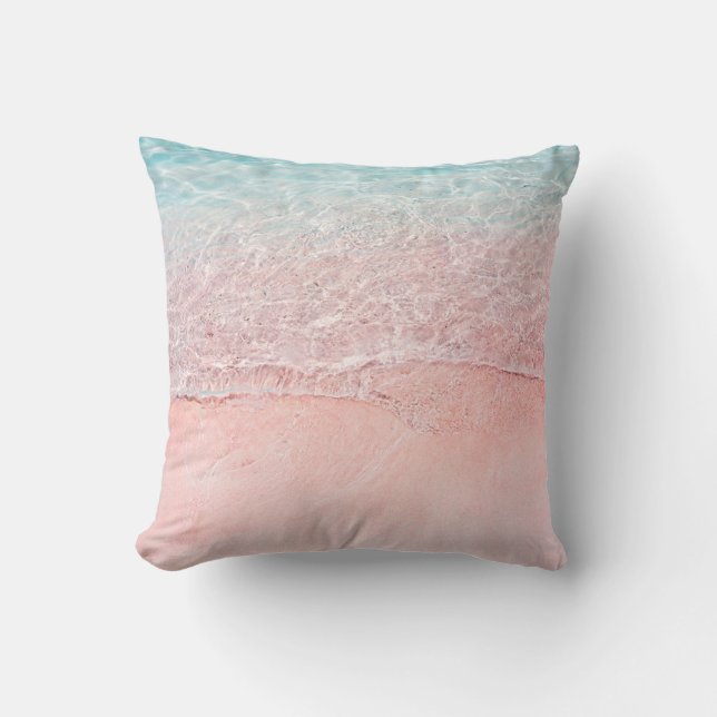 Coussin Plage rose et vague (Recto)