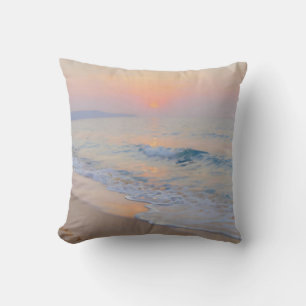 Coussin Plage sereine du coucher de soleil lueur de l'océa