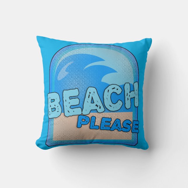 Coussin Plage S'Il Vous Plaît Amusant Été Vagues Logo (Recto)