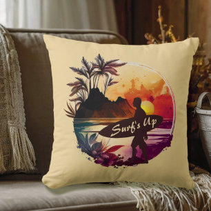 Coussin Plage Sunset Surfer Rétro