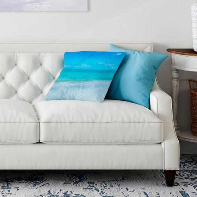 Coussin Plage tropicale à Turquoise Aqua Turquoise Bleu Fl (Créateur téléchargé)