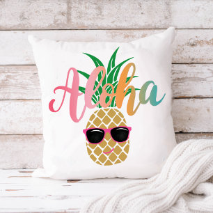 Coussin Plage tropicale Aloha Pineappa Lunettes de soleil
