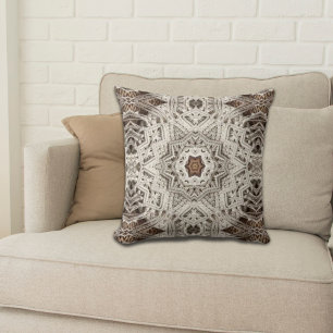 Coussin plage tropicale boho chic tribal macrame crochet