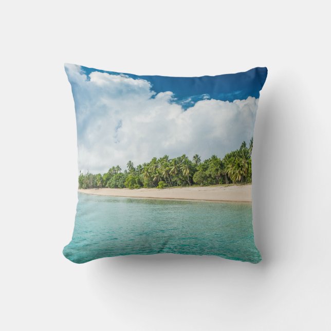 Coussin Plage tropicale bordée de palmiers (Recto)