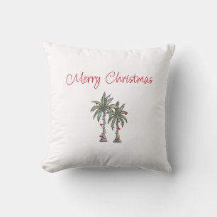 Coussin Plage tropicale Joyeux Palmiers de Noël Dessin