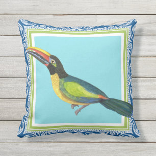 Coussin Plage tropicale Ocean Beach Toucan Bird Batik Art 