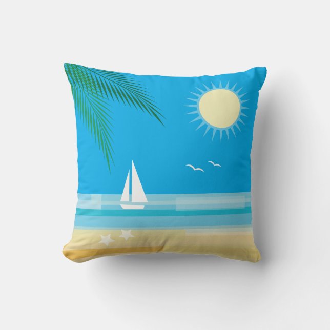 Coussin Plage tropicale sous un ciel bleu (Recto)