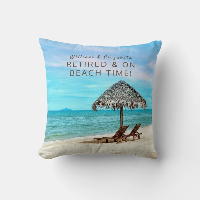 Coussin Plage tropicale sur mesure de retraite "sur la pla (Recto)