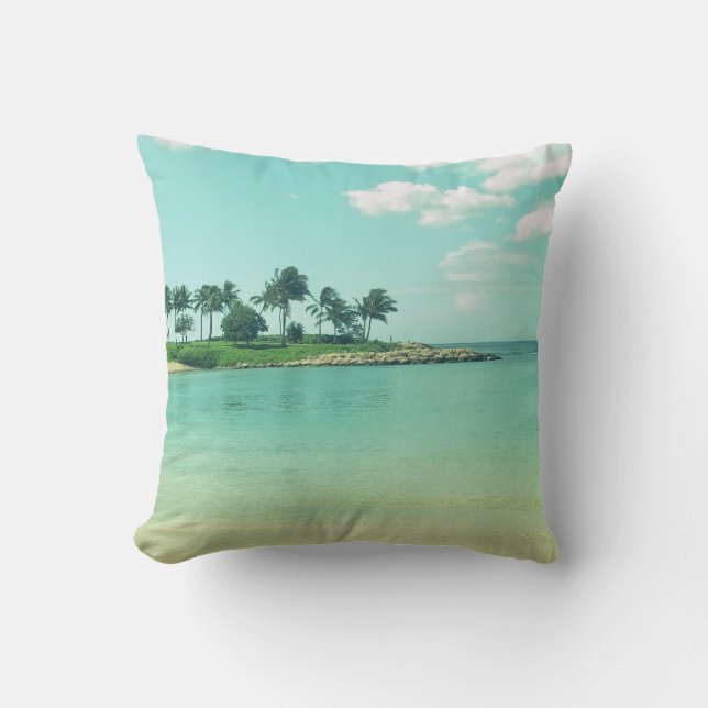 Coussin Plage Turquoise tranquille et sereine à Hawaii (Recto)