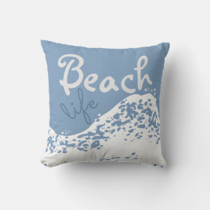 Coussin plage vie clair crépuscule bleu vague éclaboussure