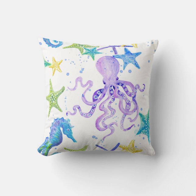 Coussin Plage violette Plage Côte Octopus Seahorse Starfis (Recto)