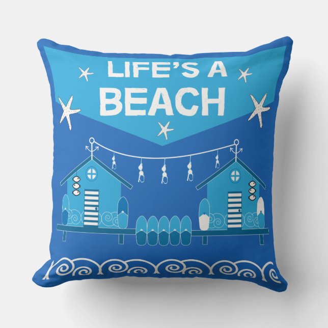 Coussin Plages | Beach Homes | Surf | Bo en bois de mer (Recto)