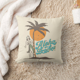 Coussin Plages d'Aloha Hula Girl Hawaii Hawaii Retro Hawai