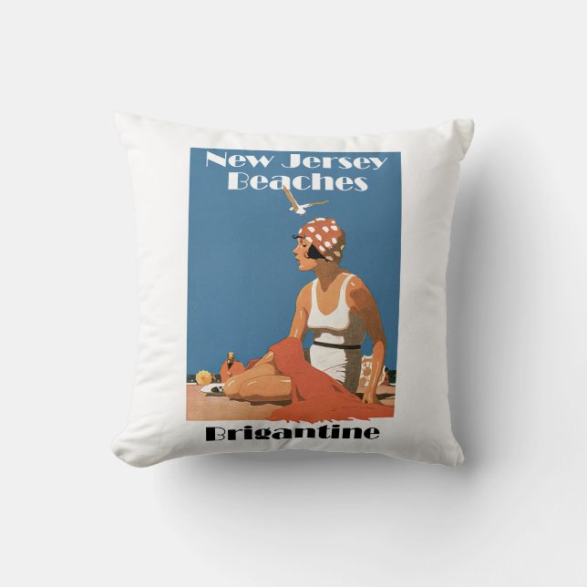 Coussin Plages du New Jersey ~ Brigantine (Recto)