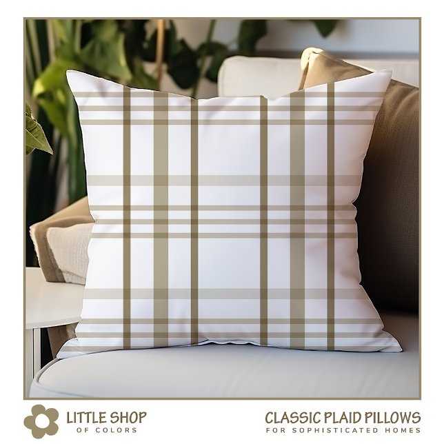 Coussin Plaid beige et blanc (Créateur téléchargé)