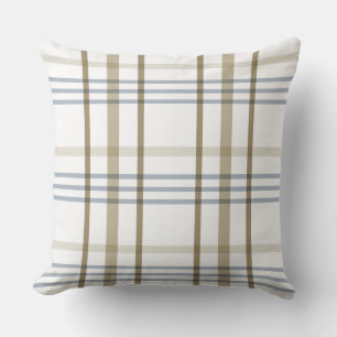 Coussin Plaid beige et bleu