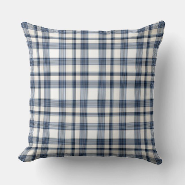 Coussin Plaid blanc bleu 1 (Recto)