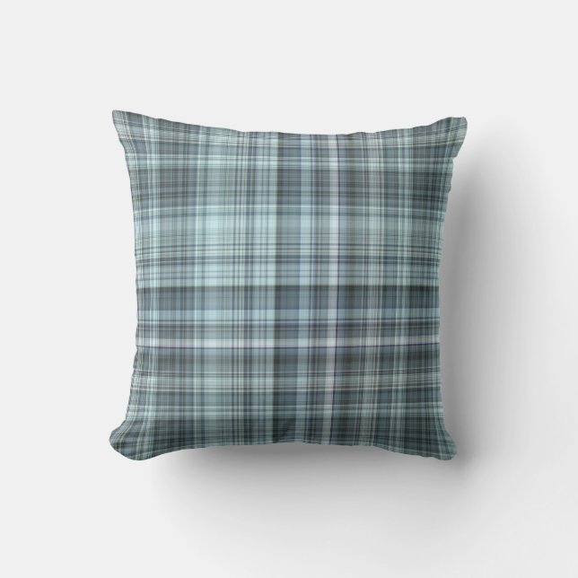 Coussin Plaid Bleu de Ciel d'Hiver (Recto)