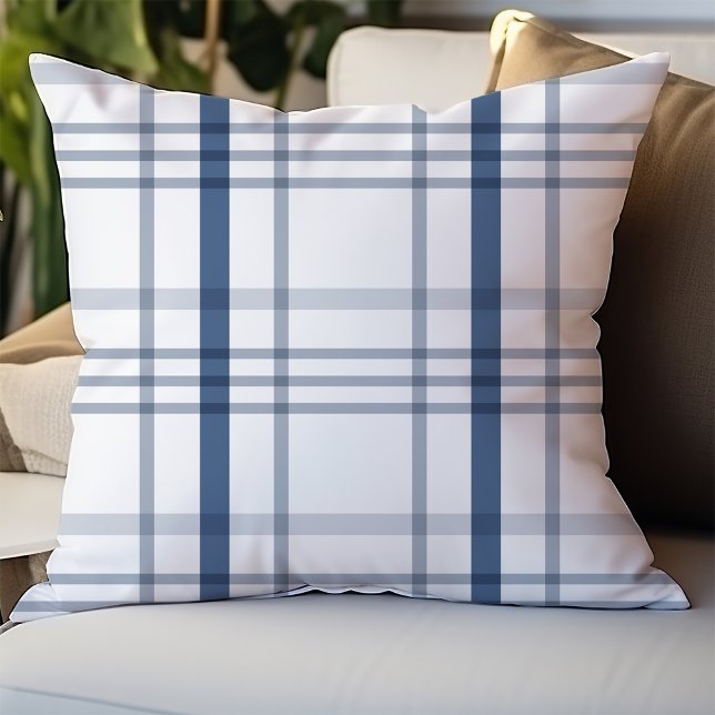 Coussin Plaid bleu et blanc (Créateur téléchargé)