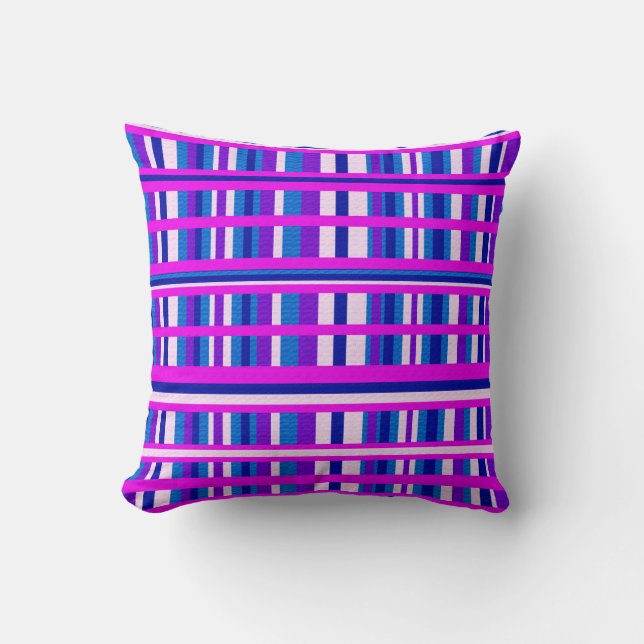 Coussin Plaid bleu rose violet (Recto)