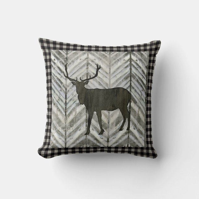 Coussin Plaid de Buffalo de Chevron d'élans de loge de (Recto)