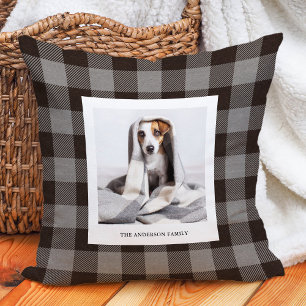 Coussin Plaid de buffle gris et noir   Photo de famille