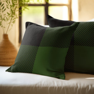 Coussin Plaid de buffle noir et vert