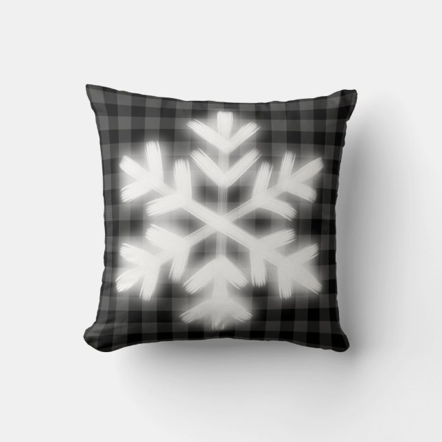 Coussin Plaid de buffle noir gris rustique -Flacon de neig (Recto)