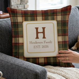 Coussin Plaid de cabine personnalisé avec monogramme de fa