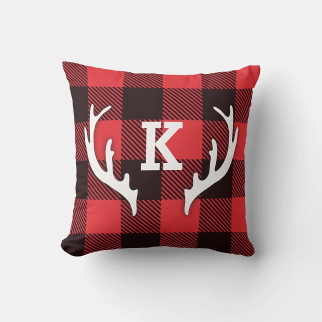 Coussin Plaid de contrôle de Buffalo avec le monogramme (Recto)