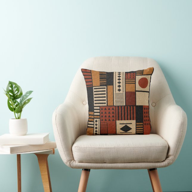 Coussin Plaid de décoration moderne Sherpa en mudcloth afr (Chaise)