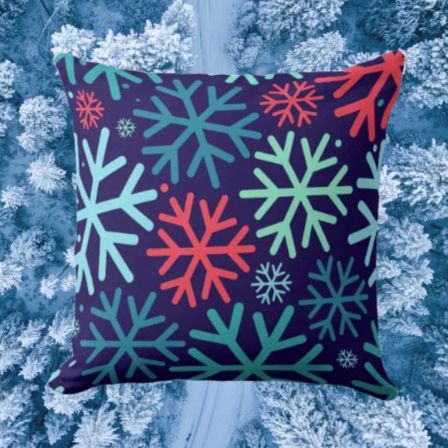 Coussin Plaid de jet en chutes de neige de minuit (Créateur téléchargé)
