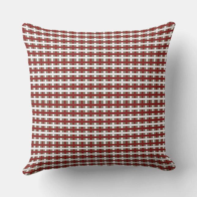 Coussin Plaid de Noël Moderne Ferme Rouge et Sauge Blanche (Verso)