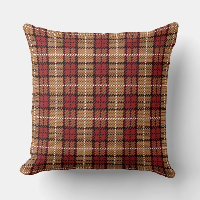 Coussin Plaid de pixel en rouge et or (Recto)