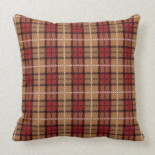 Coussin Plaid de pixel en rouge et or