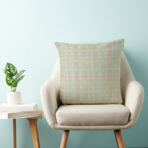 Coussin Plaid de sauge neutre de ferme