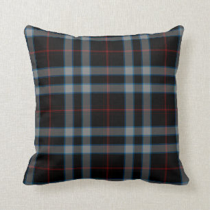 Coussin Plaid de tartan bleu rouge gris noir
